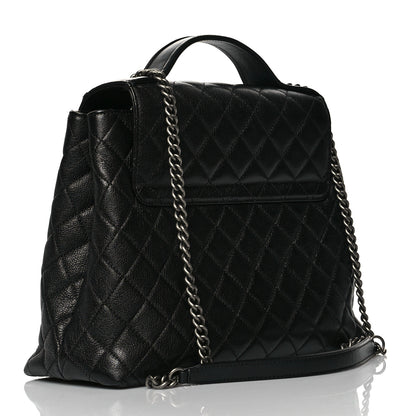 Chanel Goatskin Quilted Small CC University Shopping Tote Black 2 of 10