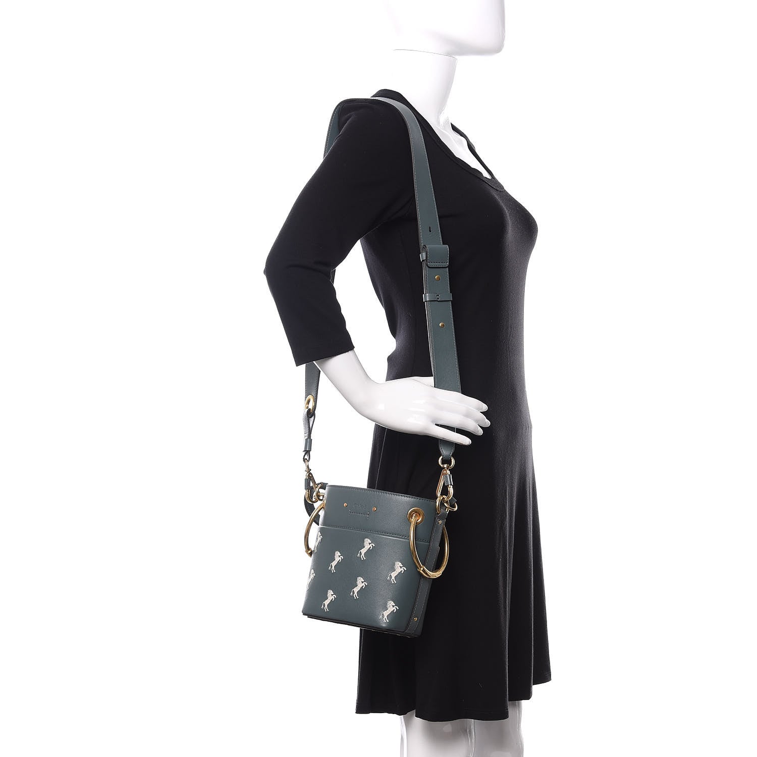 Chloe Smooth Calfskin Little Horses Embroidered Mini Roy Bucket Bag Cloudy Blue 2 of 10