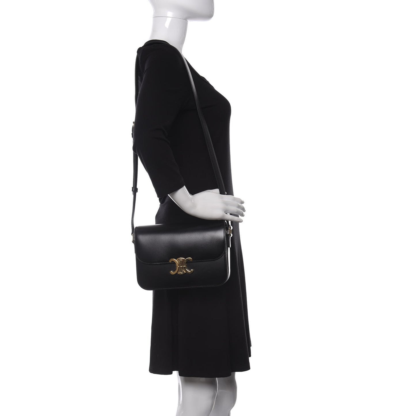 Shiny Calfskin Medium Triomphe Black