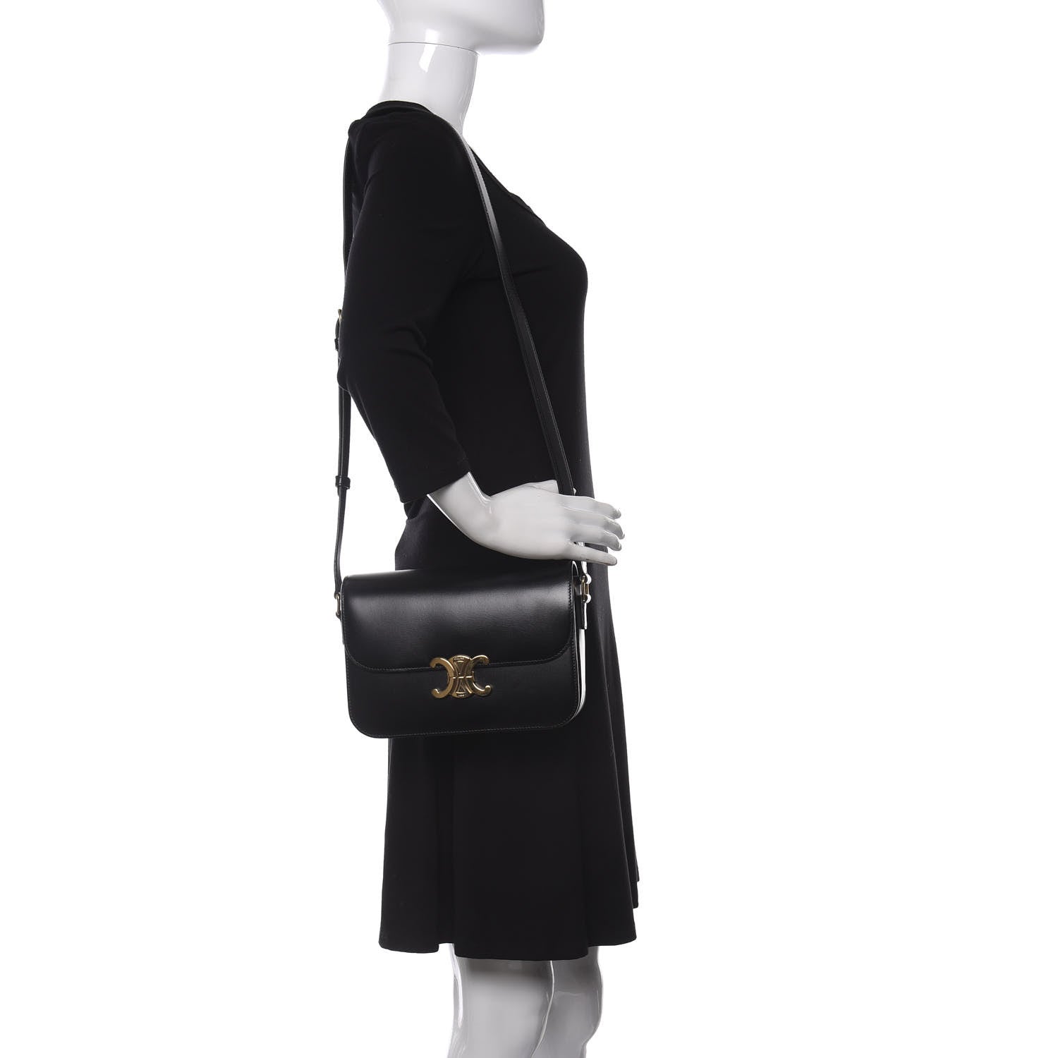 Celine Shiny Calfskin Medium Triomphe Black 2 of 10