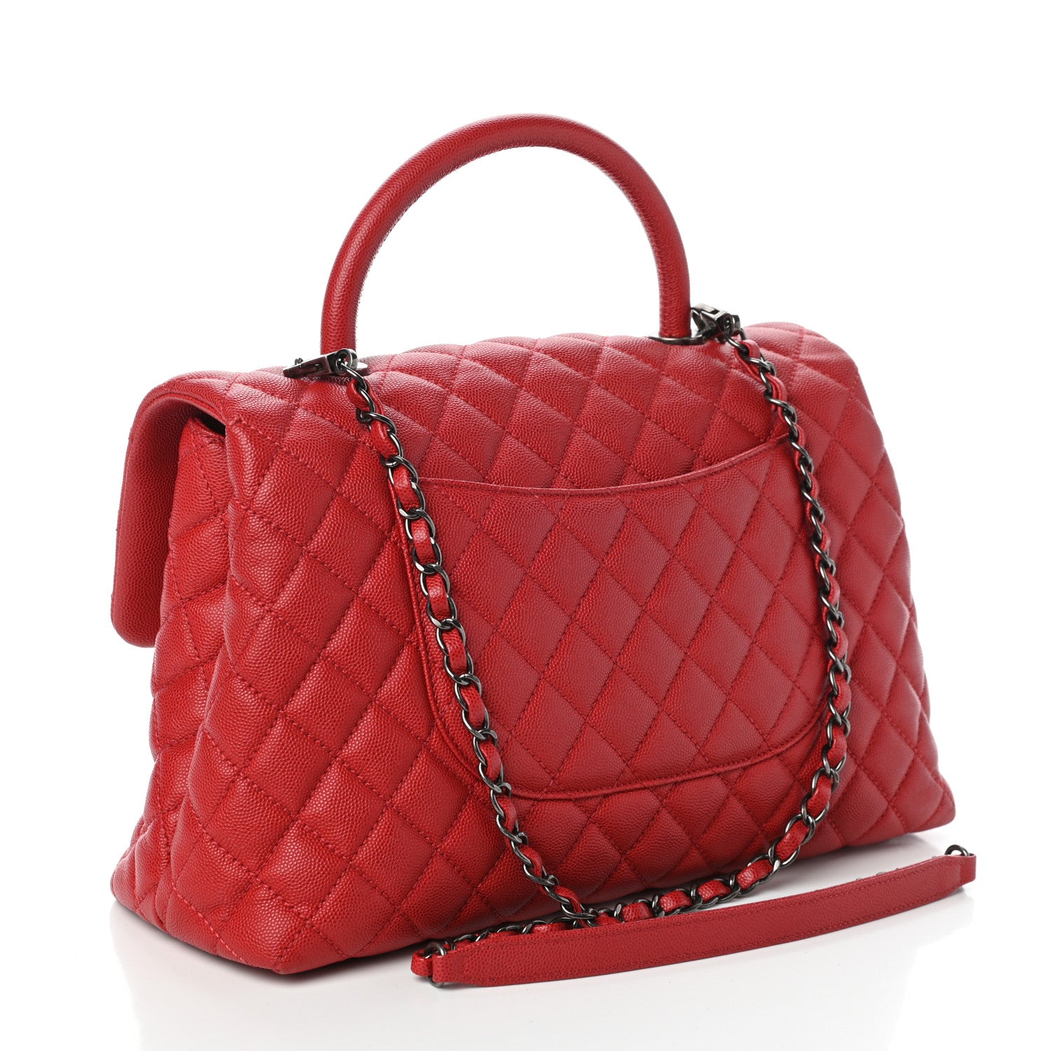 Chanel Caviar Quilted Medium Coco Handle Flap Dark Red 3 of 10