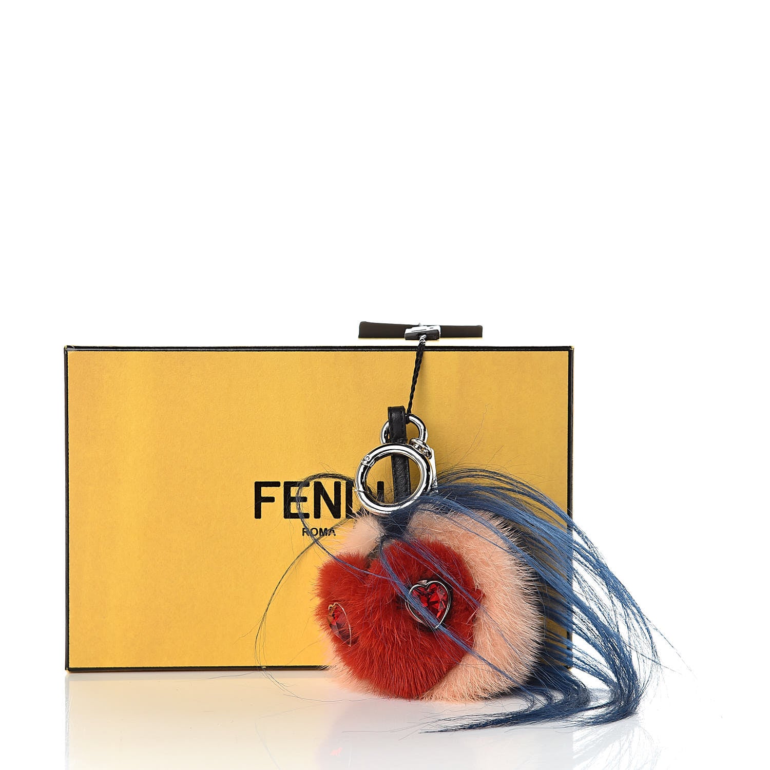 Fendi Goat Mink Fur Heart Bag Bug Charm Red Multicolor 3 of 3