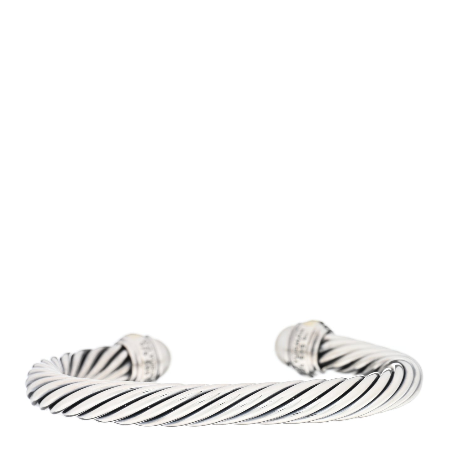 Sterling Silver 14K Yellow Gold Pearl 7mm Cable Classics Bracelet