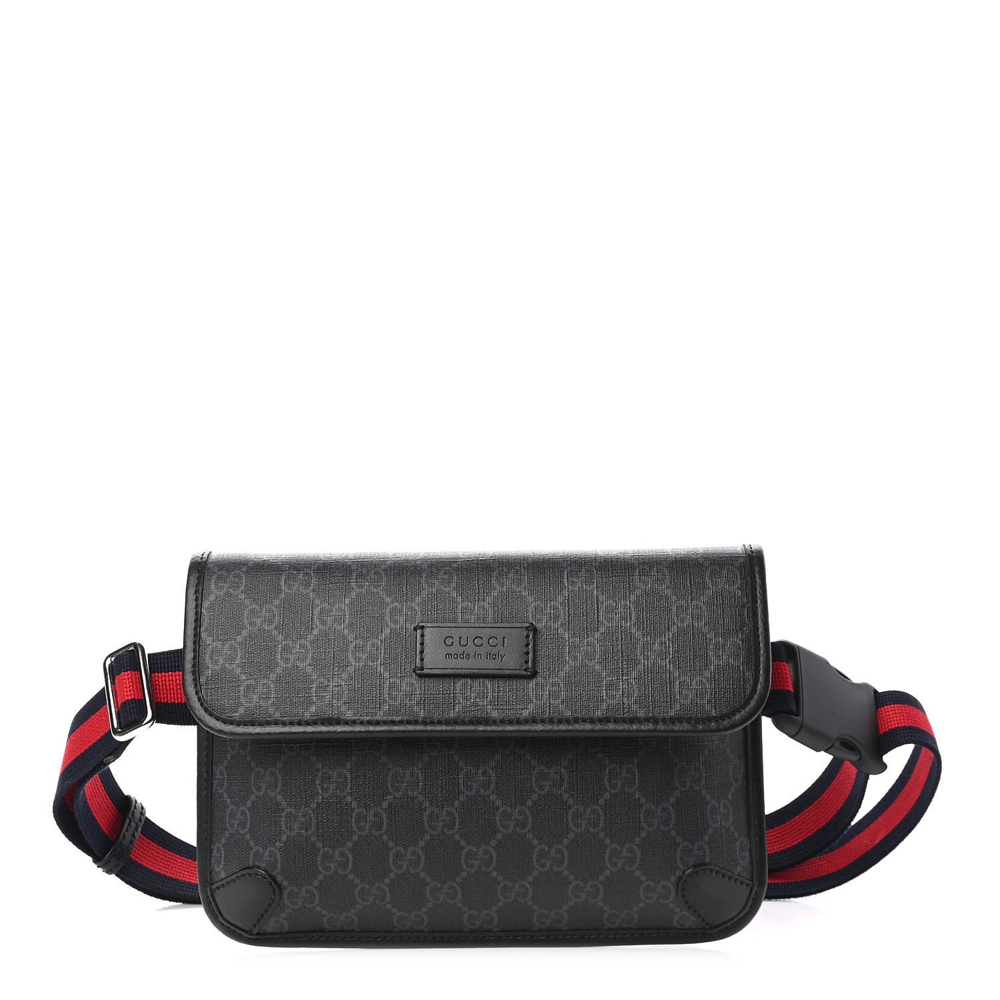 GG Supreme Monogram Web Slim Belt Bag Black Grey