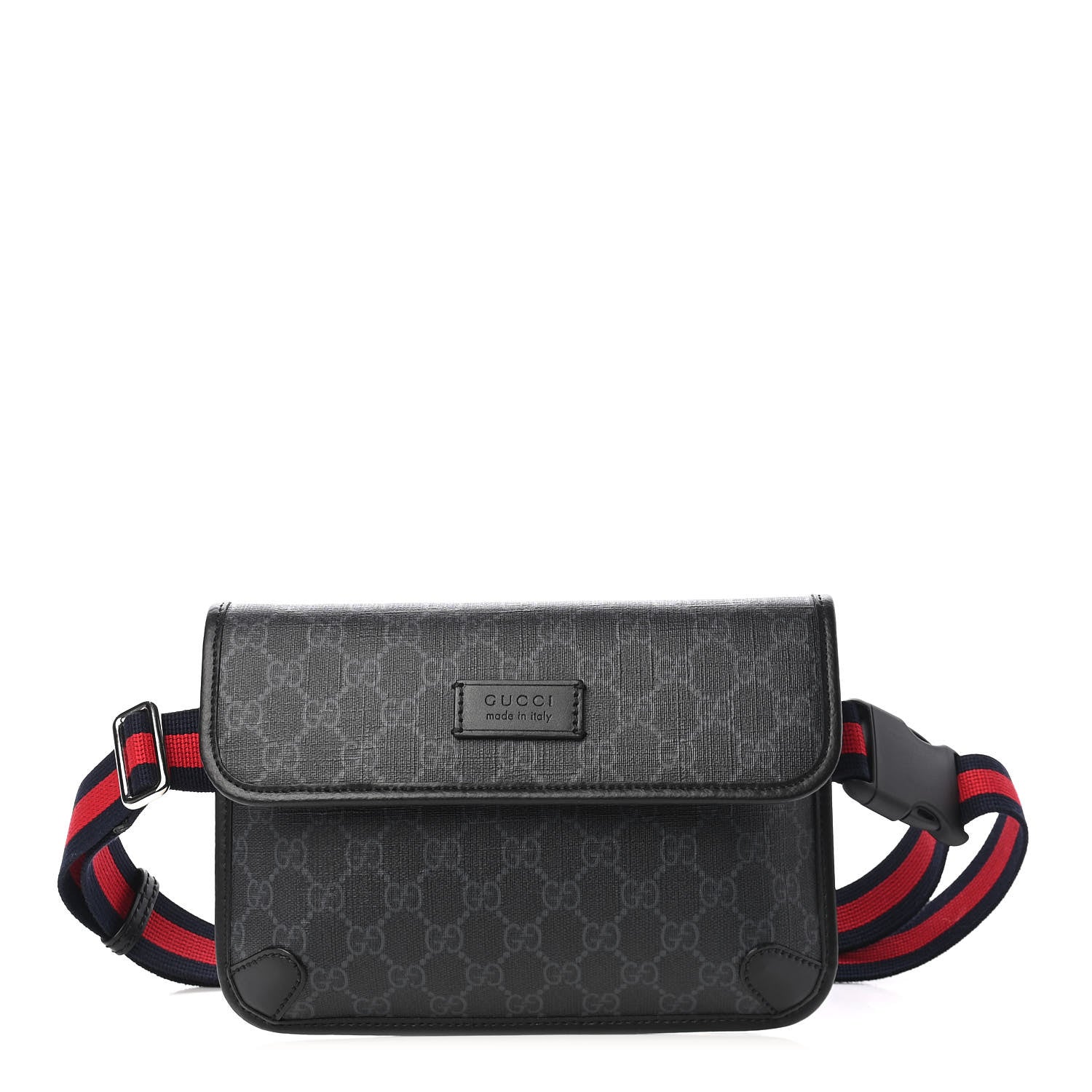 Gucci GG Supreme Monogram Web Slim Belt Bag Black Grey 1 of 11