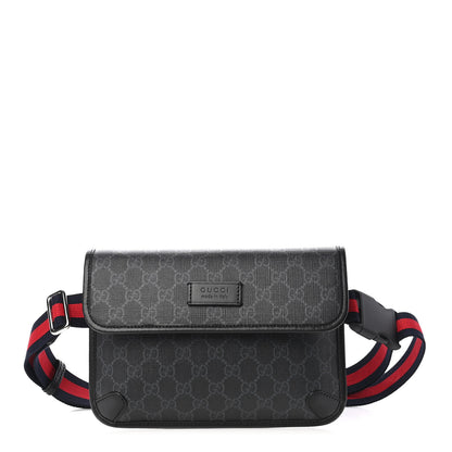 Gucci GG Supreme Monogram Web Slim Belt Bag Black Grey 1 of 11