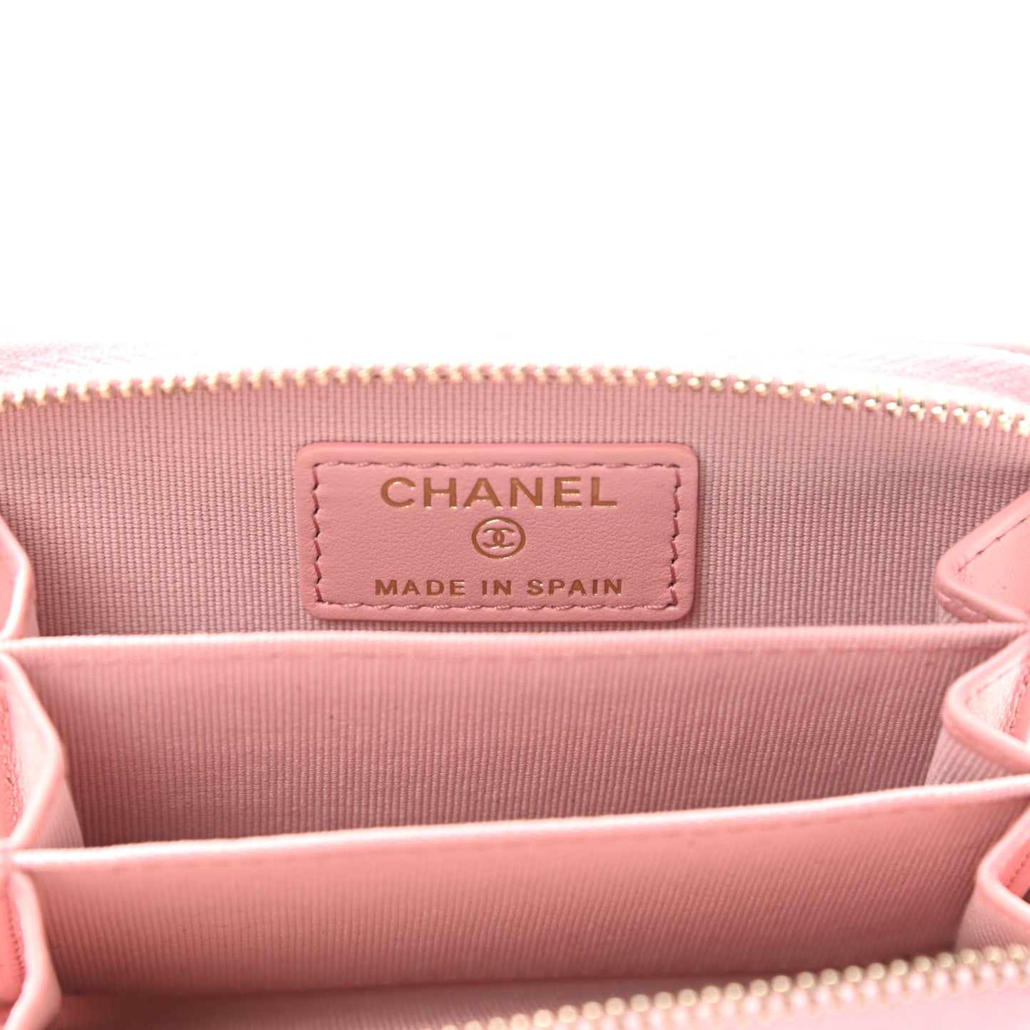 Lambskin Quilted Chanel 19 Zip Around Coin Purse Wallet Light Pink