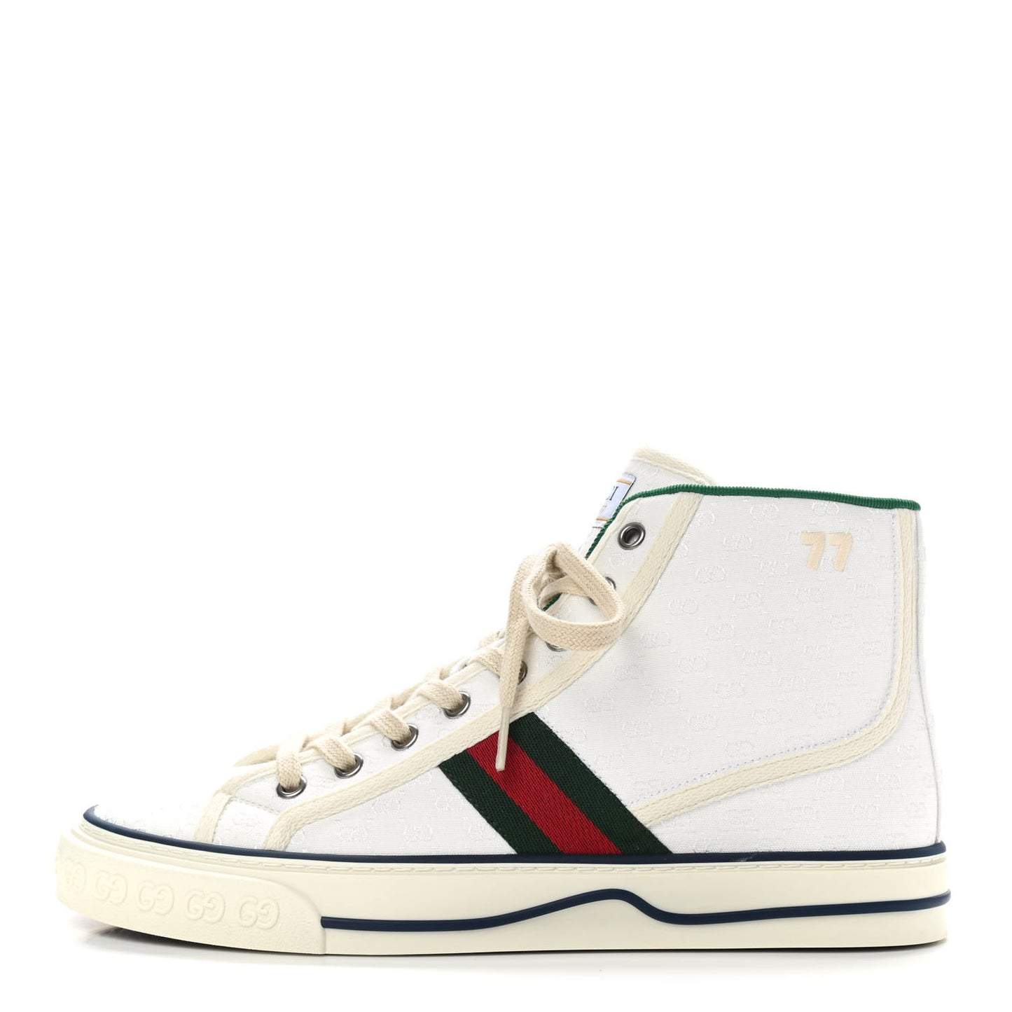 Jacquard Mini GG Monogram Web Womens 1977 Tennis High Top Sneakers 39 White