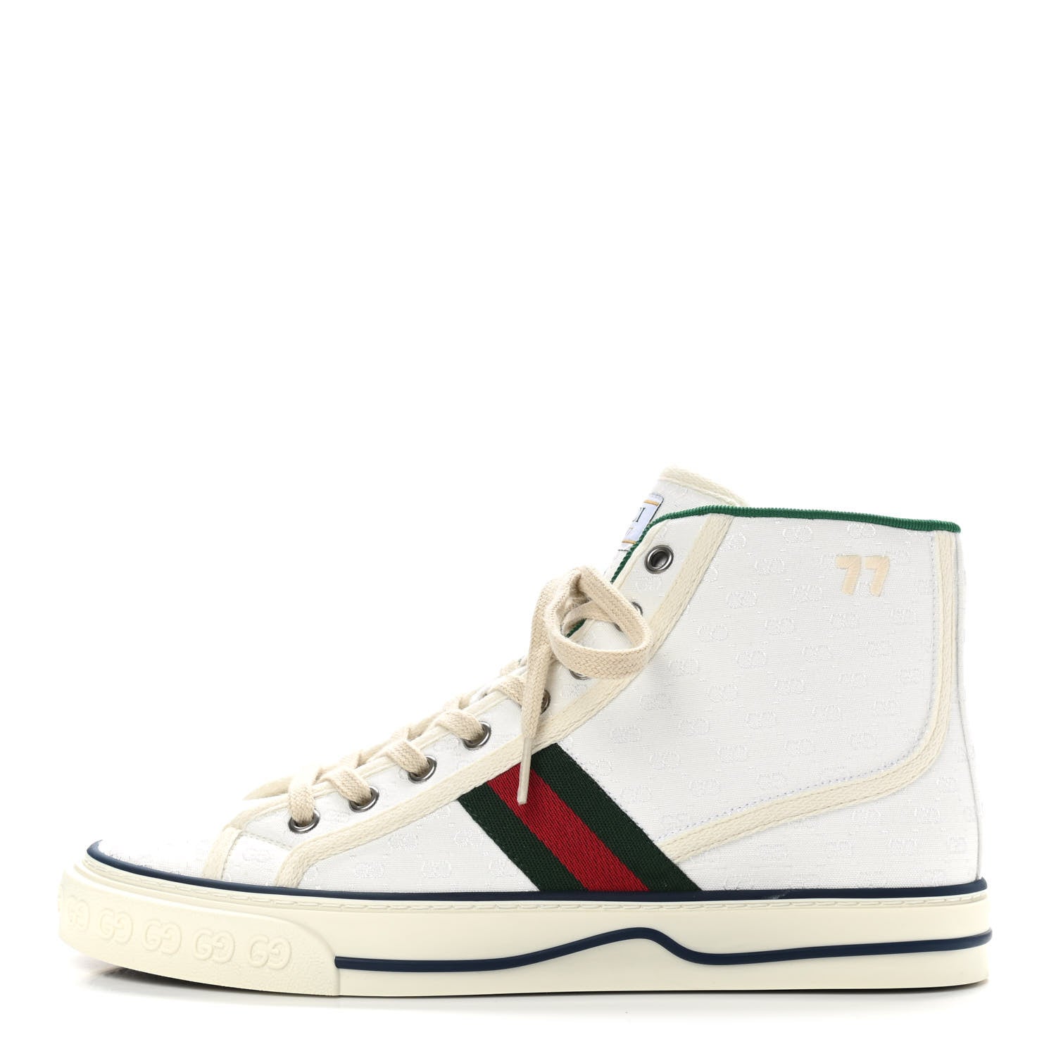 Gucci Jacquard Mini GG Monogram Web Womens 1977 Tennis High Top Sneakers 39 White 1 of 7