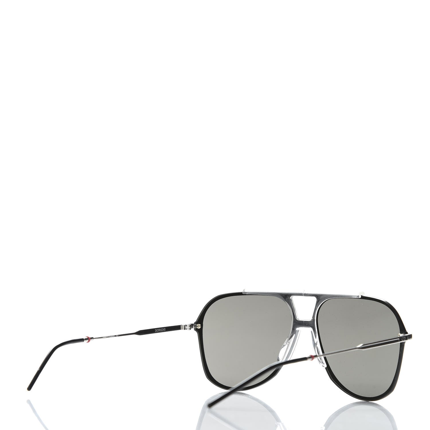 Christian Dior Homme 0224S Aviator Sunglasses Black Silver 4 of 7