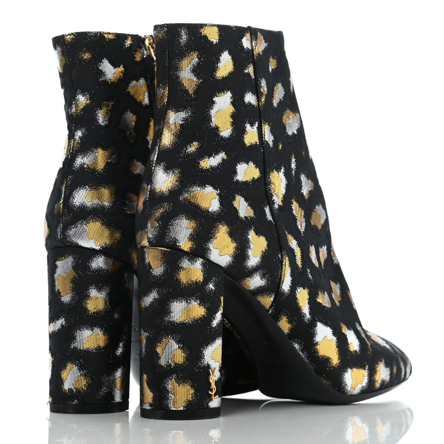 Saint Laurent Jacquard Leopard Loulou Ankle Boots 37 Oro 4 of 8