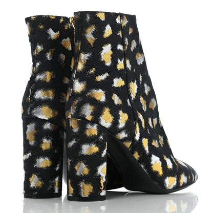Saint Laurent Jacquard Leopard Loulou Ankle Boots 37 Oro 4 of 8
