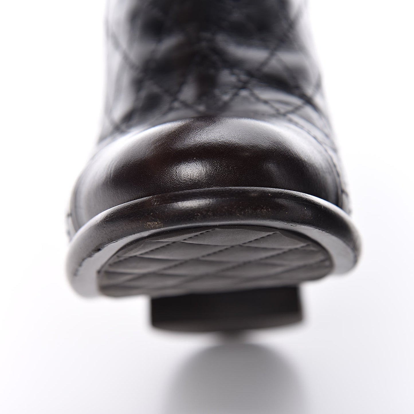 Calfskin Quilted Cap Toe Boots 36.5 Black Brown