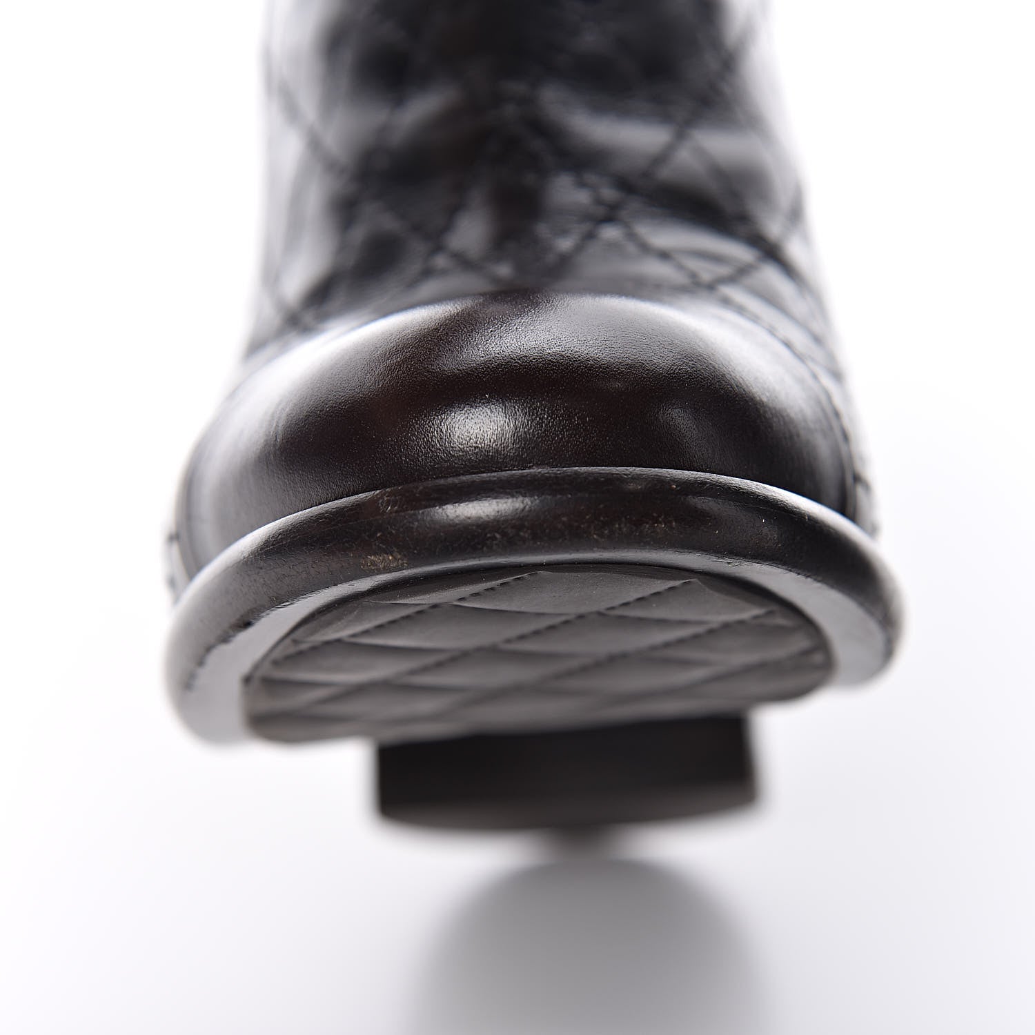 Chanel Calfskin Quilted Cap Toe Boots 36.5 Black Brown 13 of 14