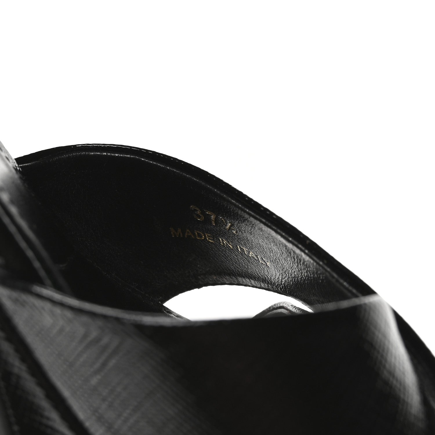 Prada Vernice Saffiano Embossed Crisscross Platform 20/65mm Sandals 37.5 Black 7 of 7