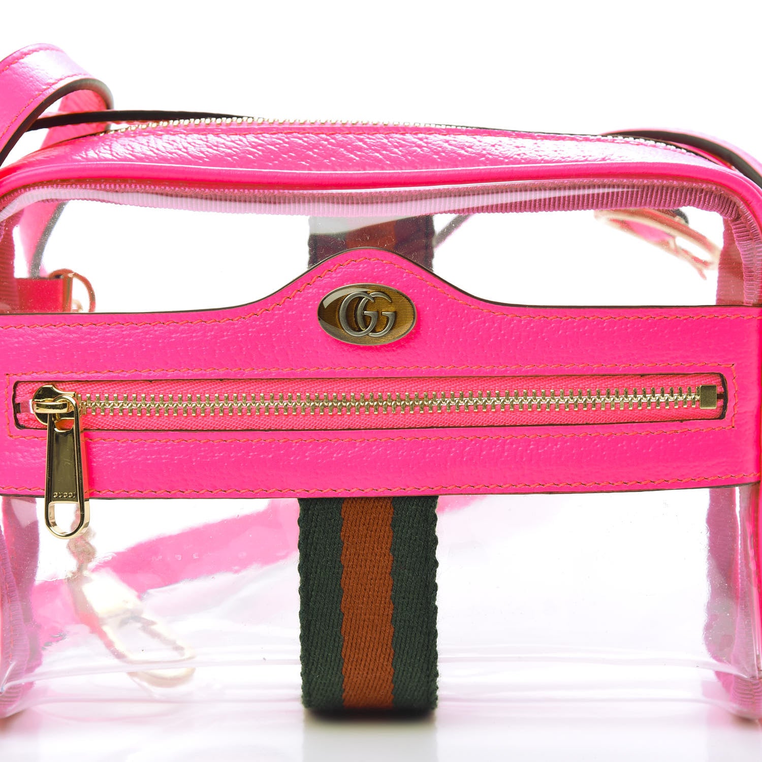 Gucci Vinyl Web Mini Ophidia Transparent Shoulder Bag Fluorescent Fuchsia 9 of 12