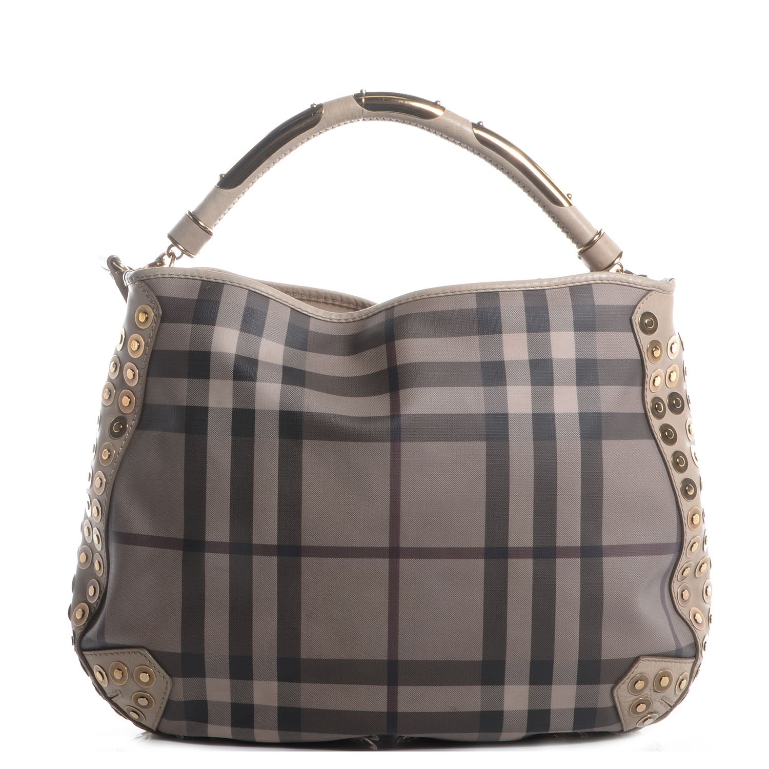 Burberry Smoked Check Studded Hobo Stone 1 of 13