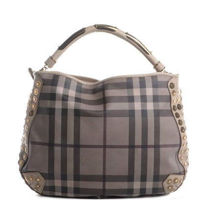 Burberry Smoked Check Studded Hobo Stone 1 of 13