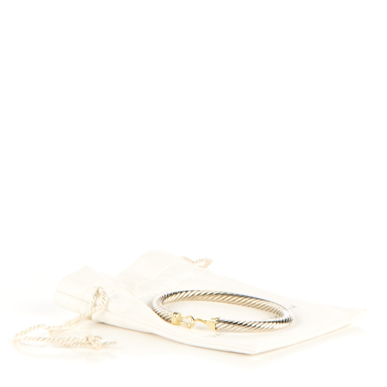 David Yurman Sterling Silver 14K Yellow Gold 5mm Cable Classic Buckle Bracelet 4 of 6