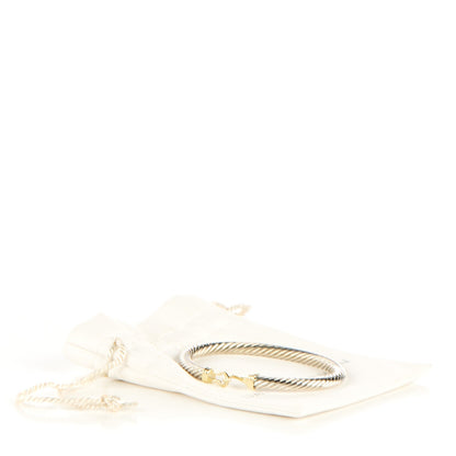 David Yurman Sterling Silver 14K Yellow Gold 5mm Cable Classic Buckle Bracelet 4 of 6