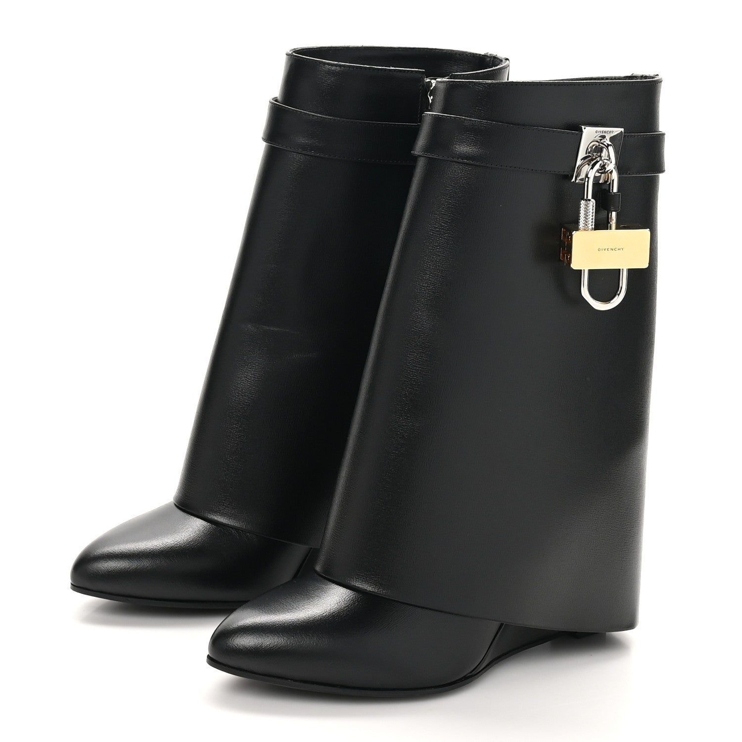 Givenchy Calfskin Shark Lock Ankle Boots 38 Black 1665625