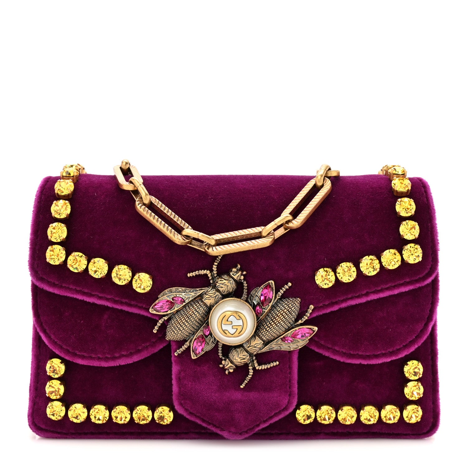 Gucci Velvet Crystal Mini Bee Broadway Shoulder Bag 1 of 10