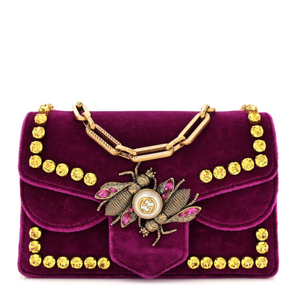 Gucci Velvet Crystal Mini Bee Broadway Shoulder Bag 1 of 10