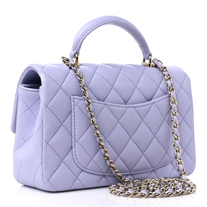 Chanel Lambskin Quilted Mini Top Handle Rectangular Flap Light Purple 3 of 10