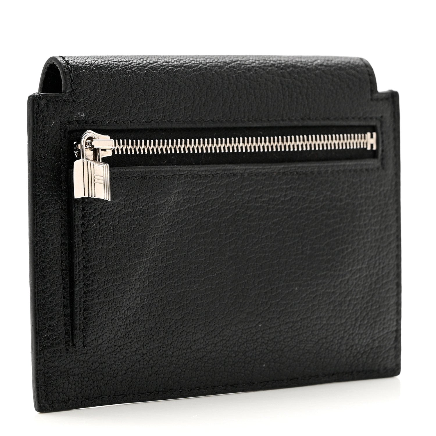 Hermes Chevre Mysore Kelly Pocket Compact Wallet Black 2 of 8