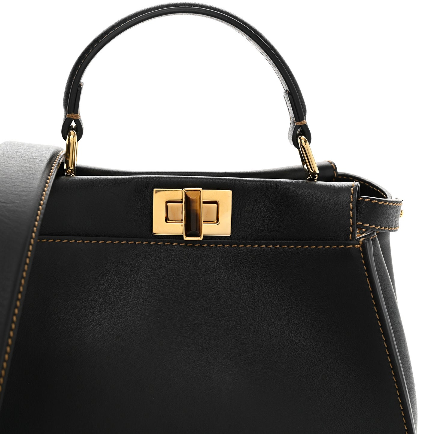 Vitello King Canvas Chinese New Year Tiger Embroidered Mini Peekaboo Iconic Satchel Black Dark Yellow