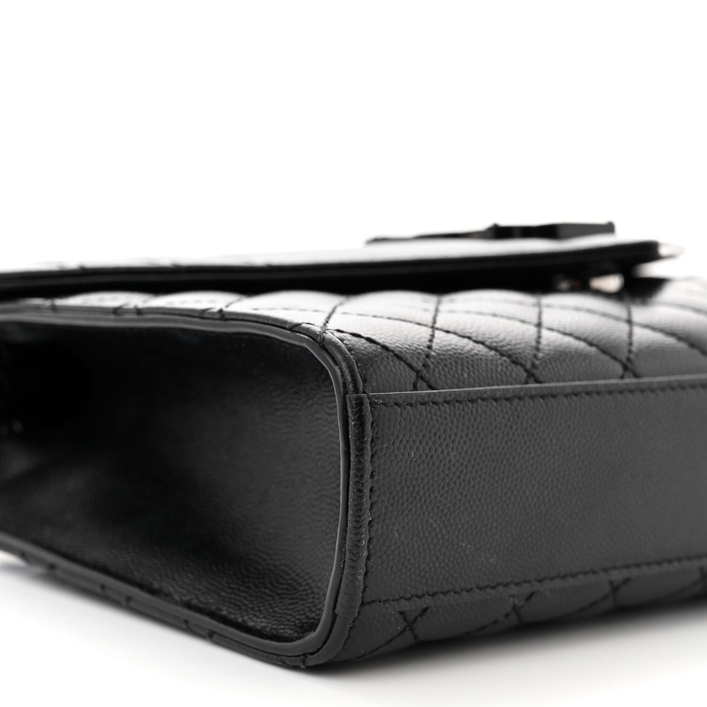 Grain De Poudre Textured Mixed Matelasse Triquilt Medium Monogram Monochrome Satchel Black