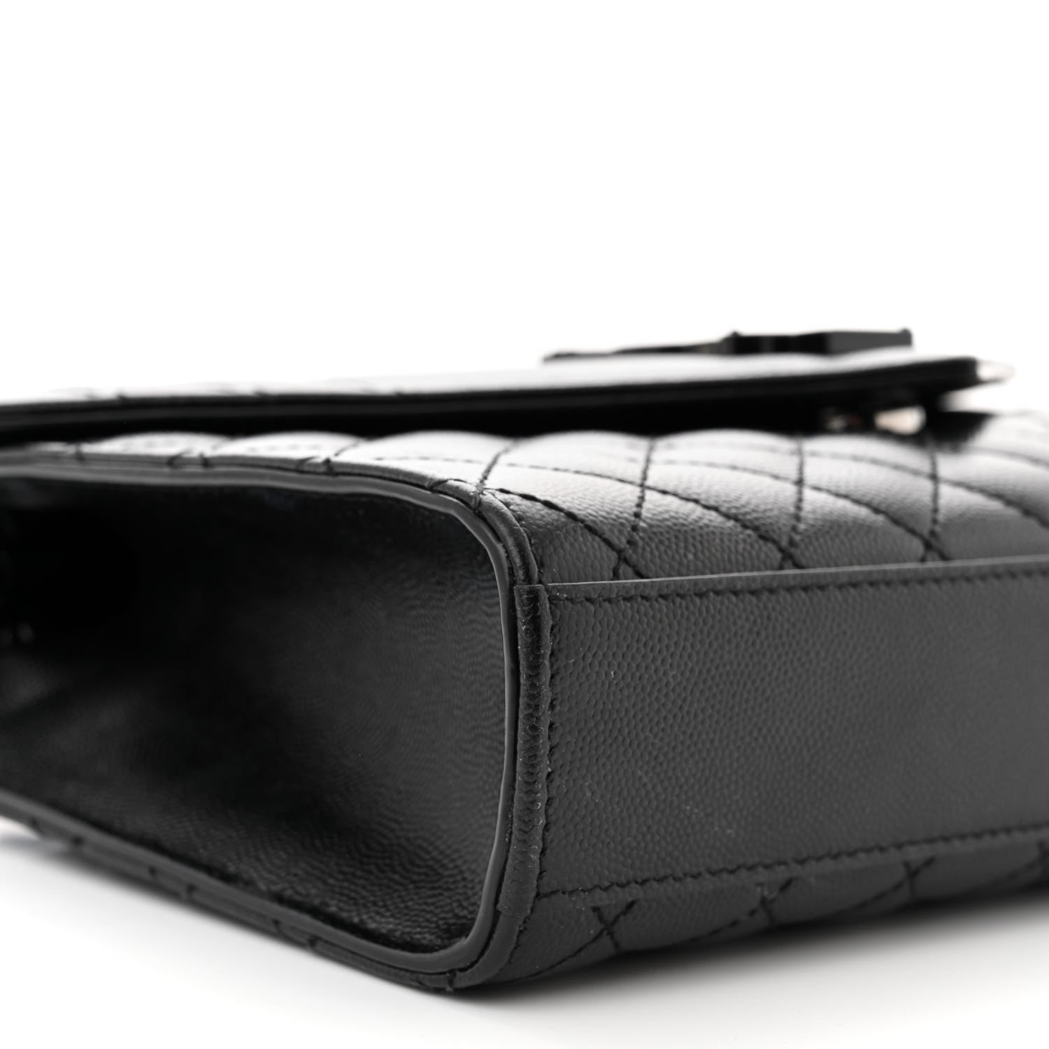 Saint Laurent Grain De Poudre Textured Mixed Matelasse Triquilt Medium Monogram Monochrome Satchel Black 8 of 9