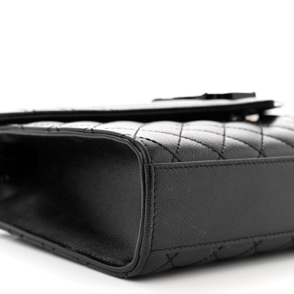 Saint Laurent Grain De Poudre Textured Mixed Matelasse Triquilt Medium Monogram Monochrome Satchel Black 8 of 9