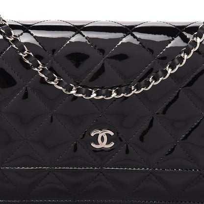 Chanel Patent Quilted Wallet On Chain WOC Black 11 of 12