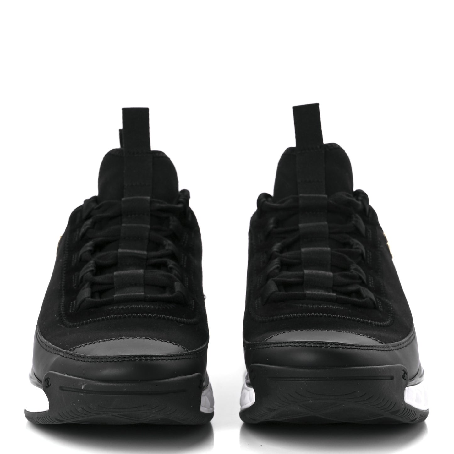 Velvet Calfskin Mixed Fibers CC Sneakers 38.5 Black