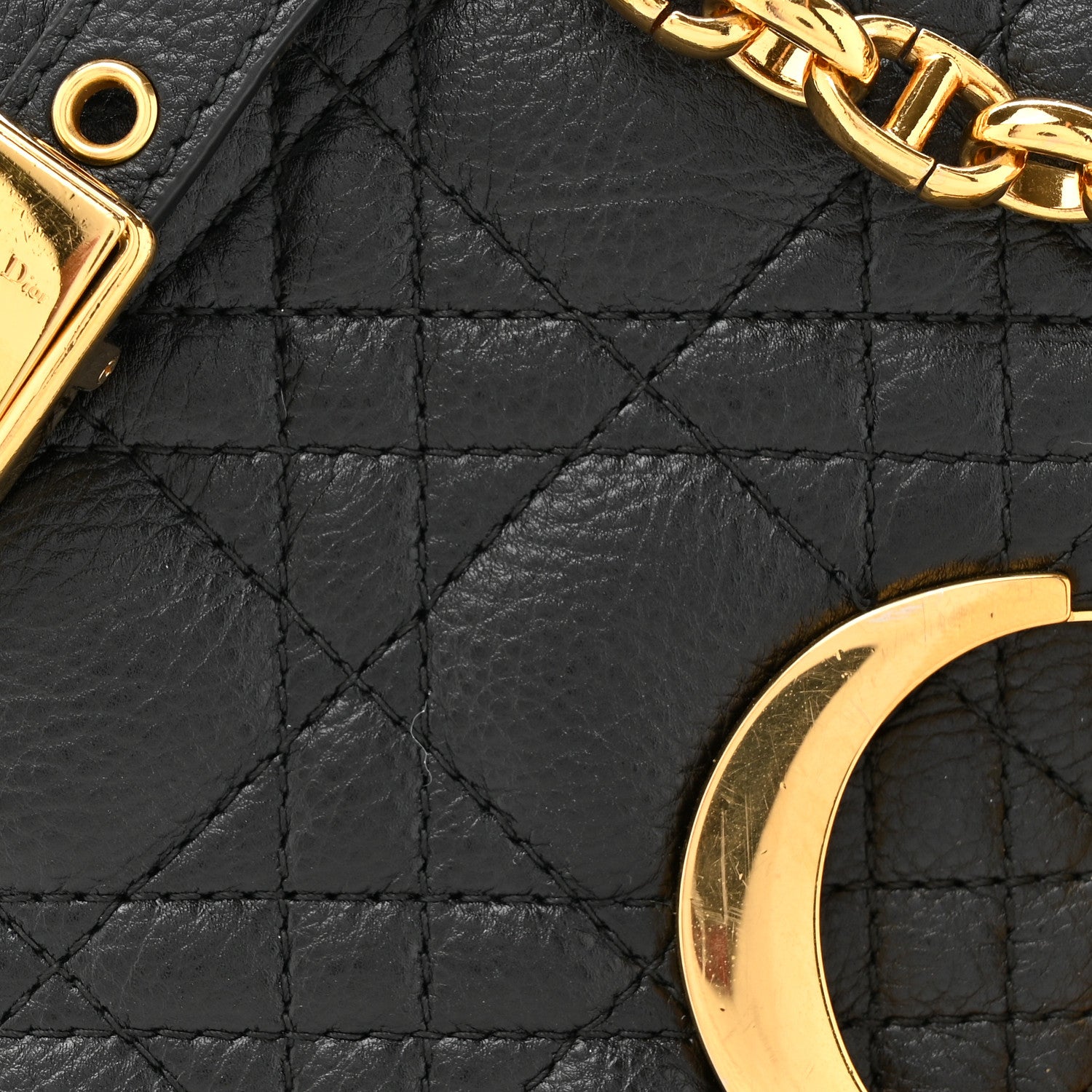 Christian Dior Calfskin Cannage Small Caro Bag Black 8 of 13
