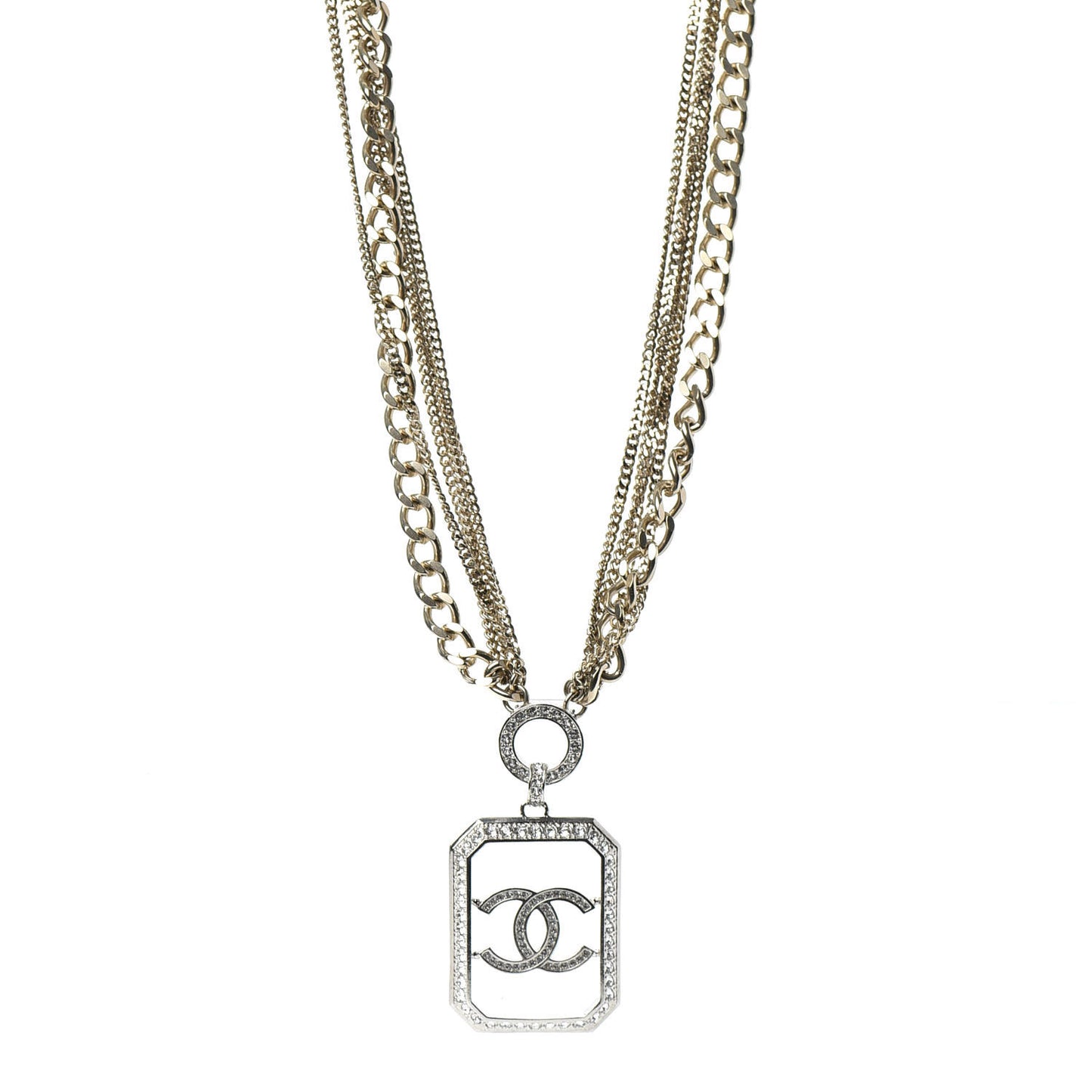 Crystal Chain CC Multi Strand Necklace Gold