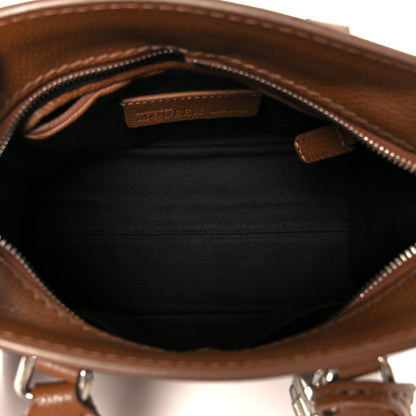 Alexander McQueen Pebbled Calfskin Mini Skull Padlock Zip Around Tote Brown 5 of 10