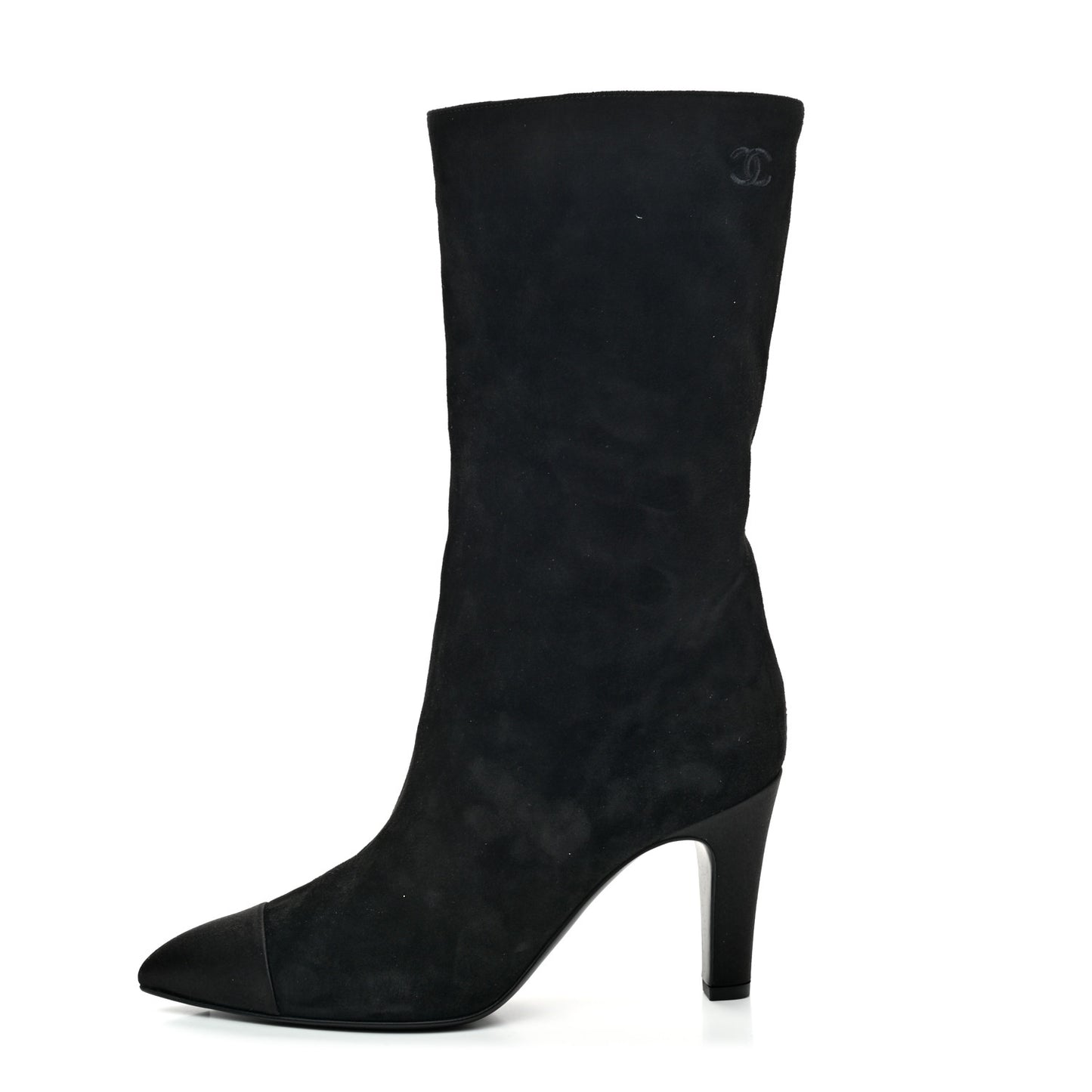 Suede Calfskin Satin Gabrielle Cap Toe Short Boots 38 Black