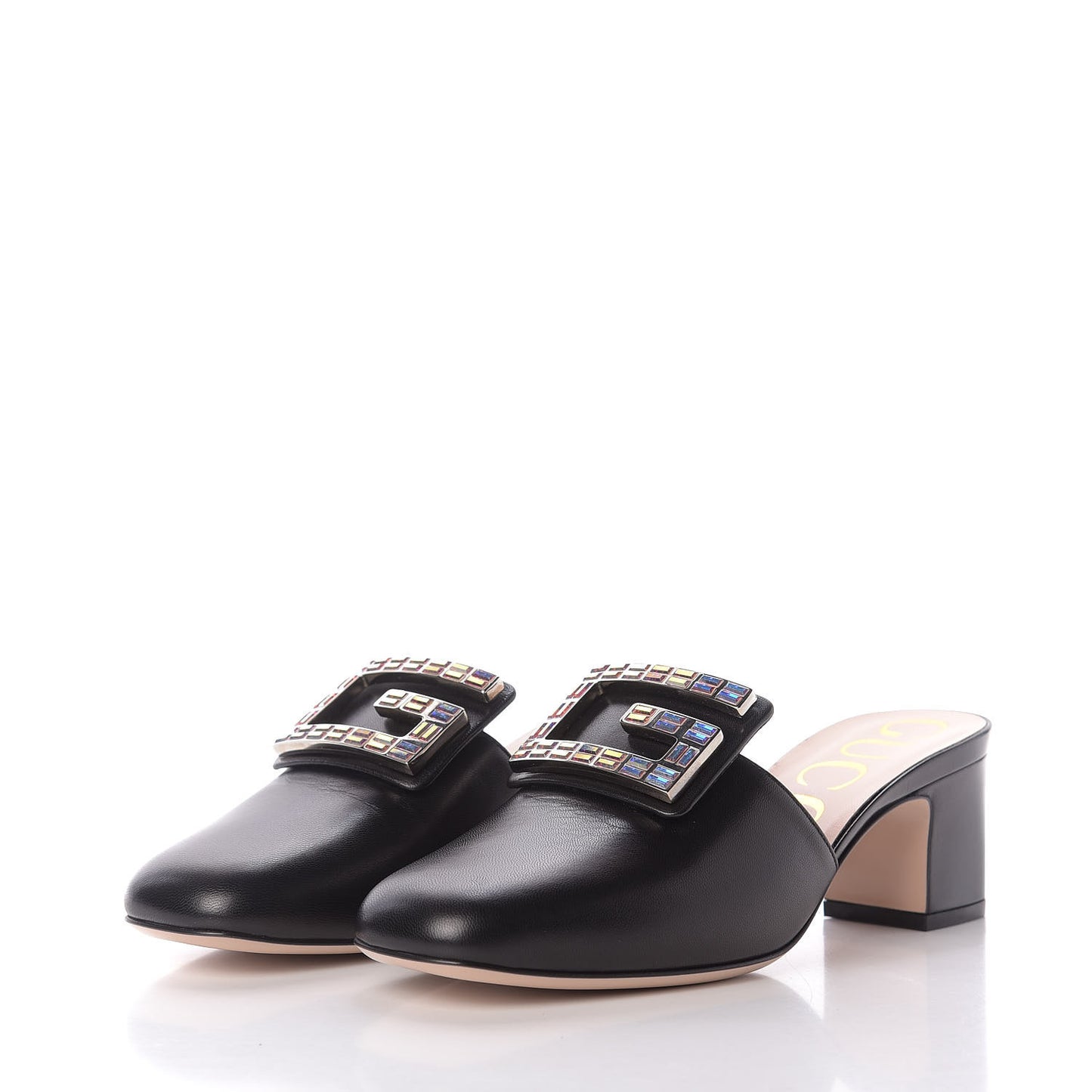 Malaga Kid Crystal Square G Madelyn Mules 36.5 Black