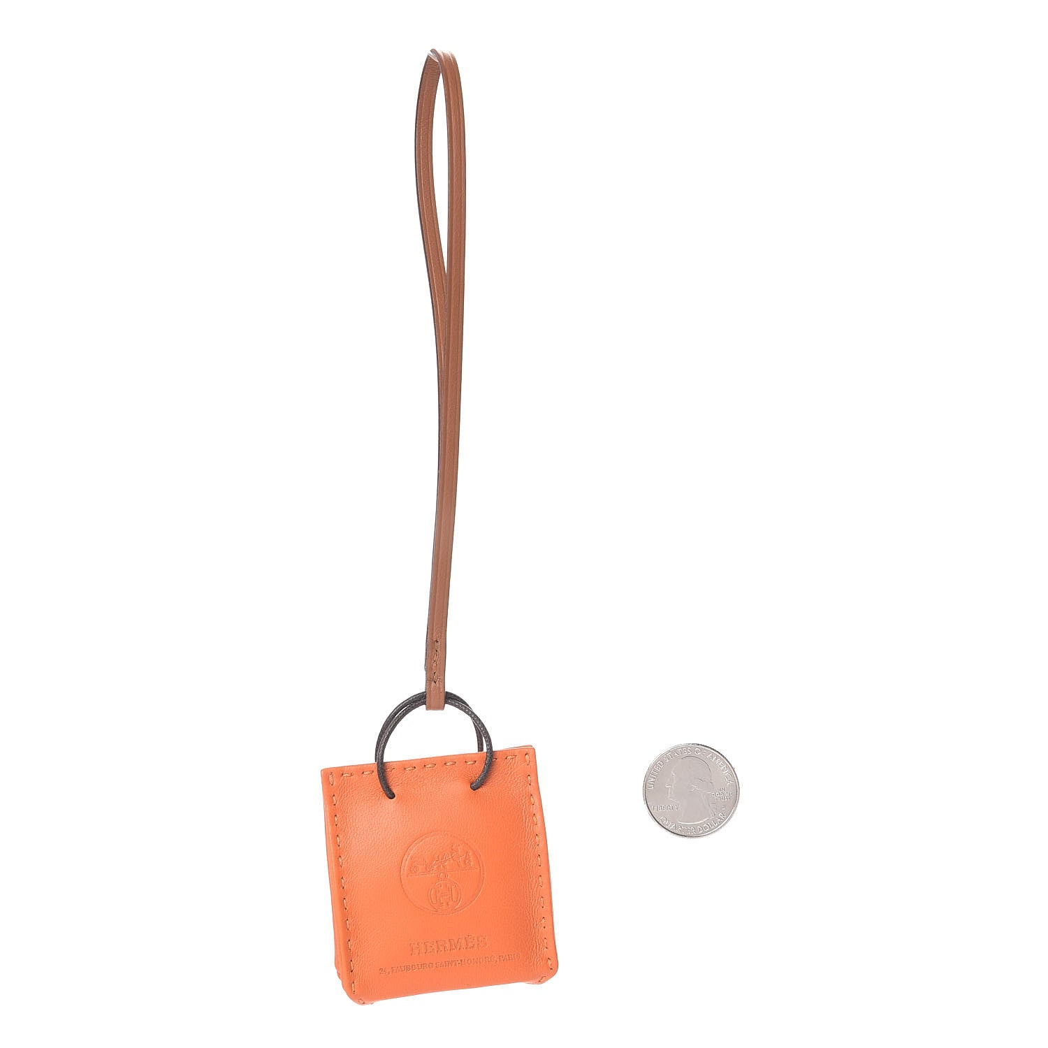Hermes Milo Lambskin Swift Shopping Bag Charm Feu Gold 2 of 4