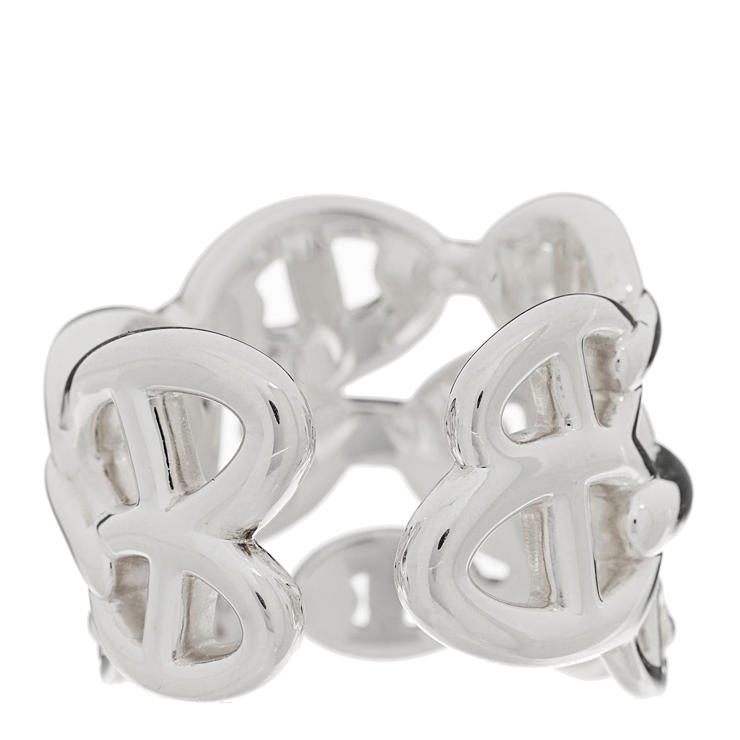 Hermes Sterling Silver GM Chaine d'Ancre Enchainee Band Ring 55 7.25 3 of 5