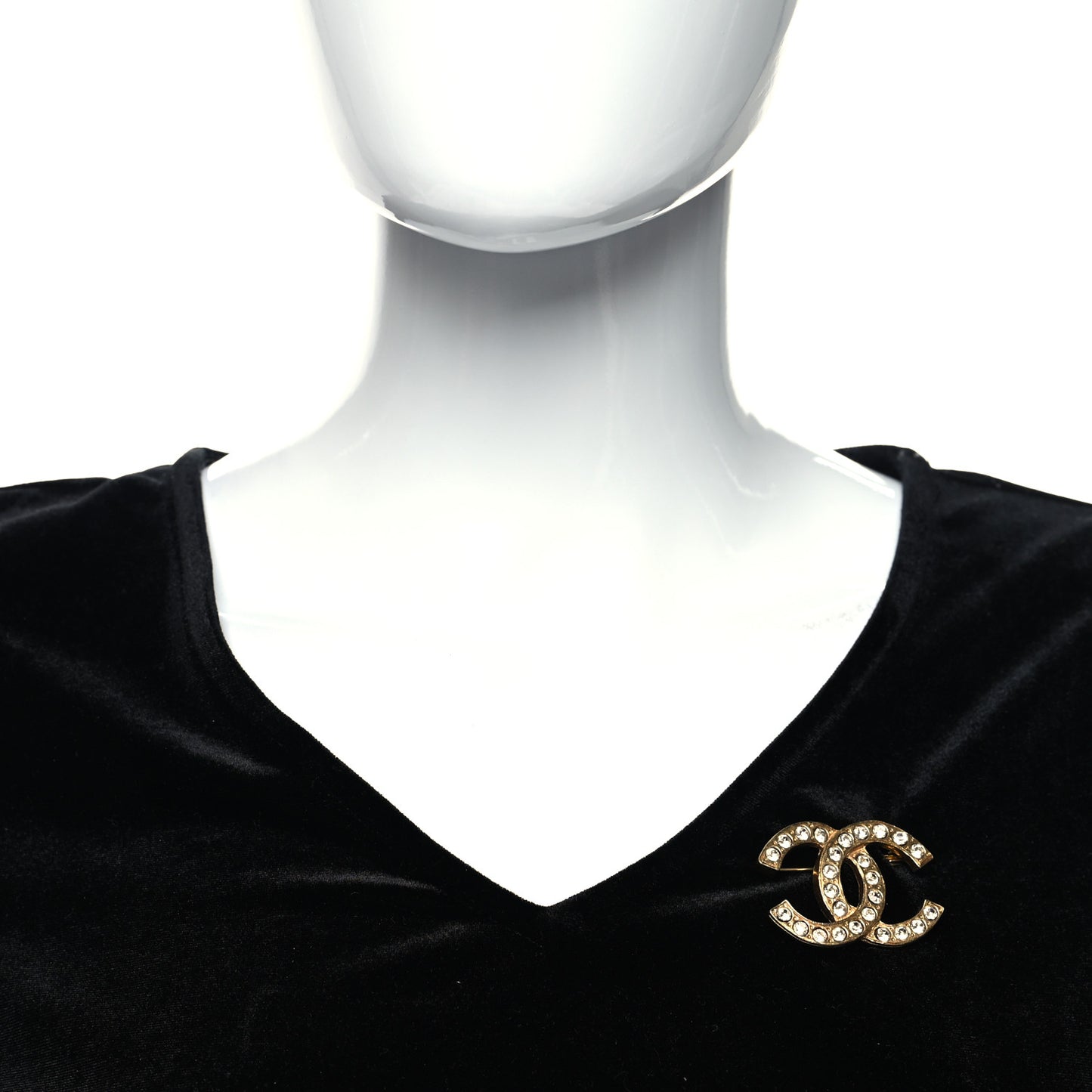 Crystal CC Brooch Gold