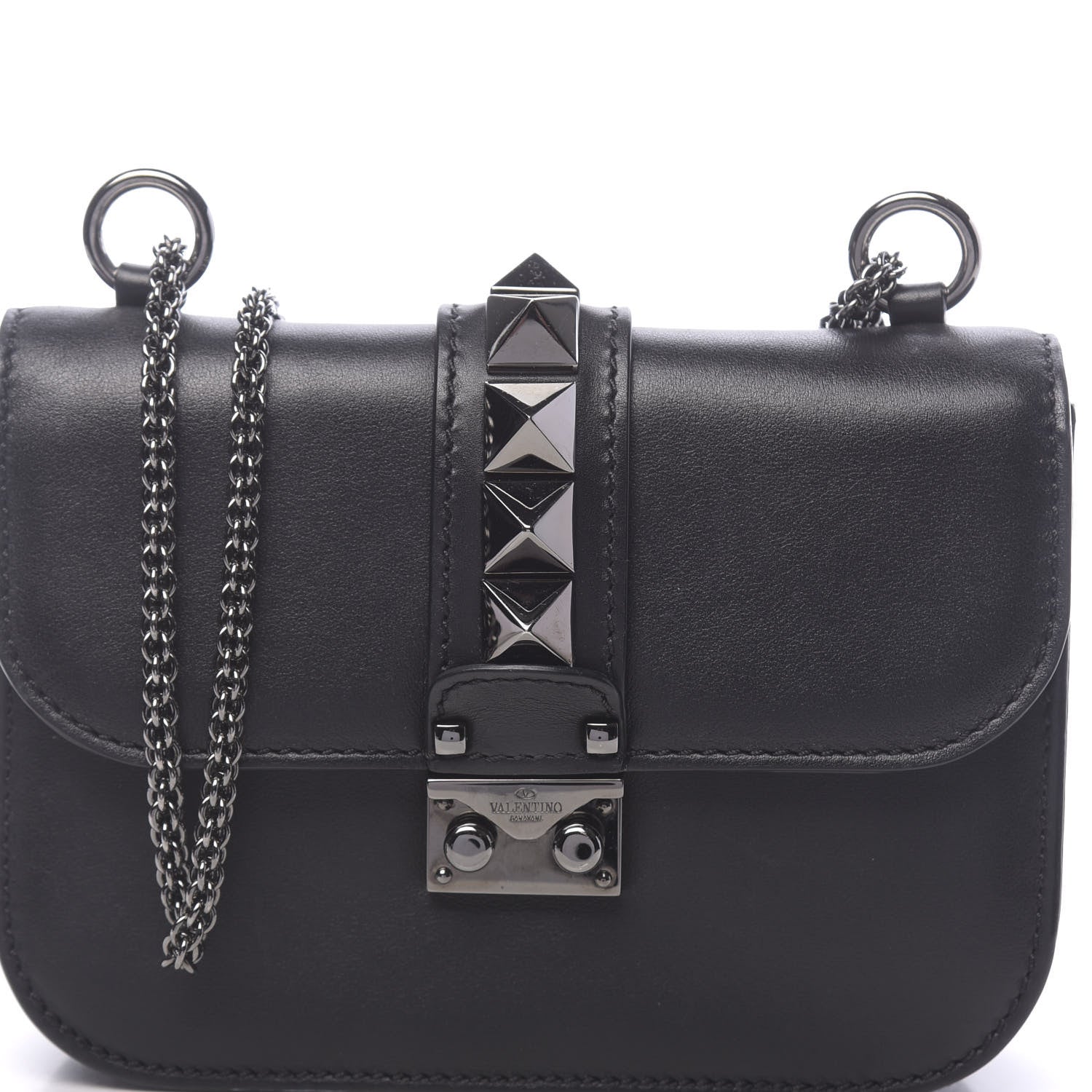 Valentino Garavani Vitello Small Glam Lock Rockstud Flap Black 9 of 9