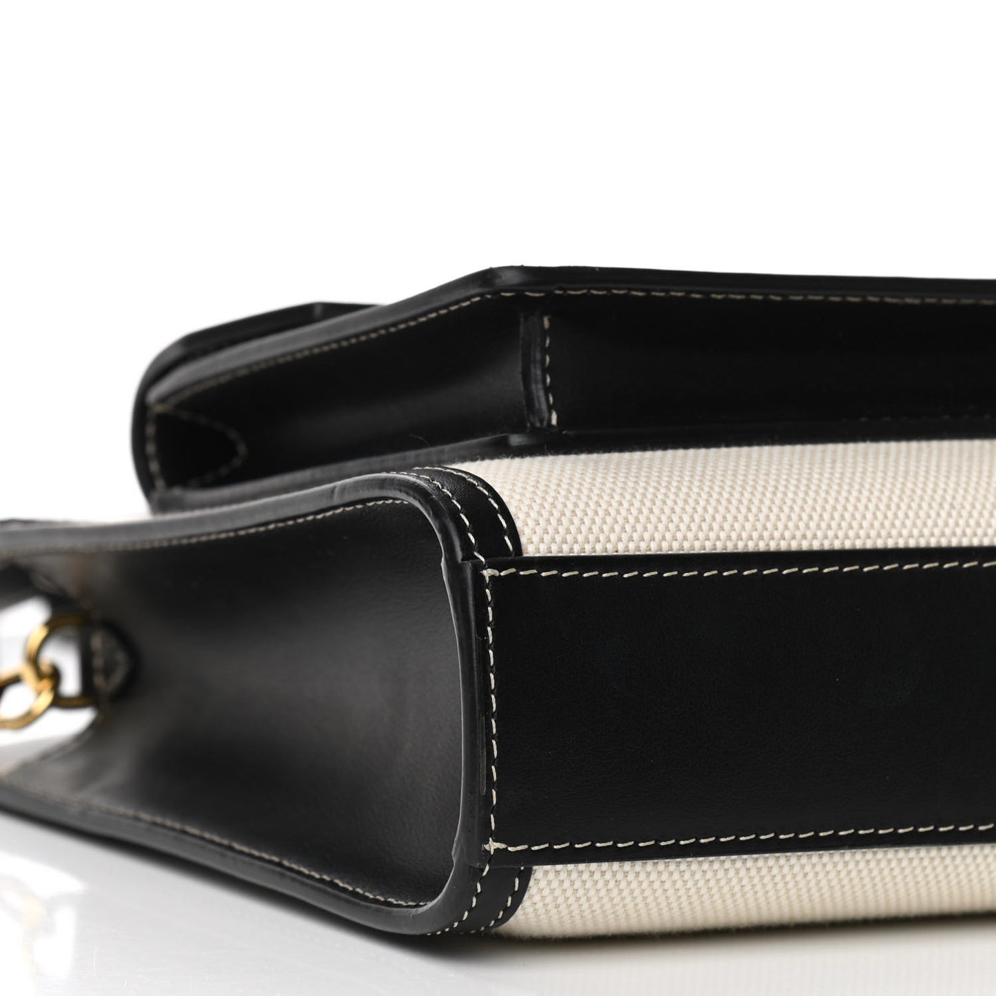 Canvas Smooth Calfskin Two Tone Mini Pocket Bag Black