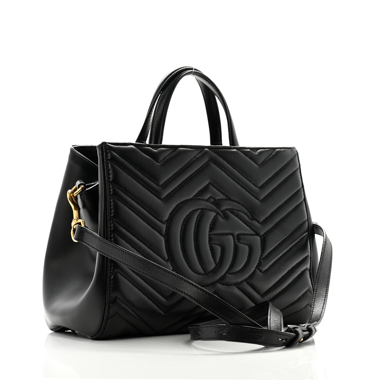 Calfskin Matelasse Small GG Marmont Tote Black