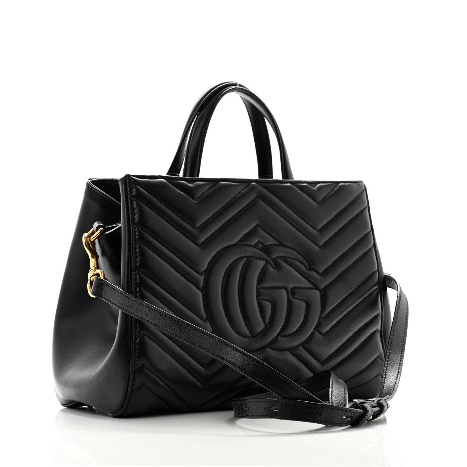 Gucci Calfskin Matelasse Small GG Marmont Tote Black 3 of 15