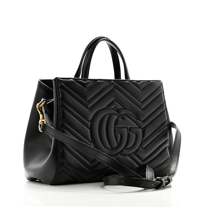 Gucci Calfskin Matelasse Small GG Marmont Tote Black 3 of 15