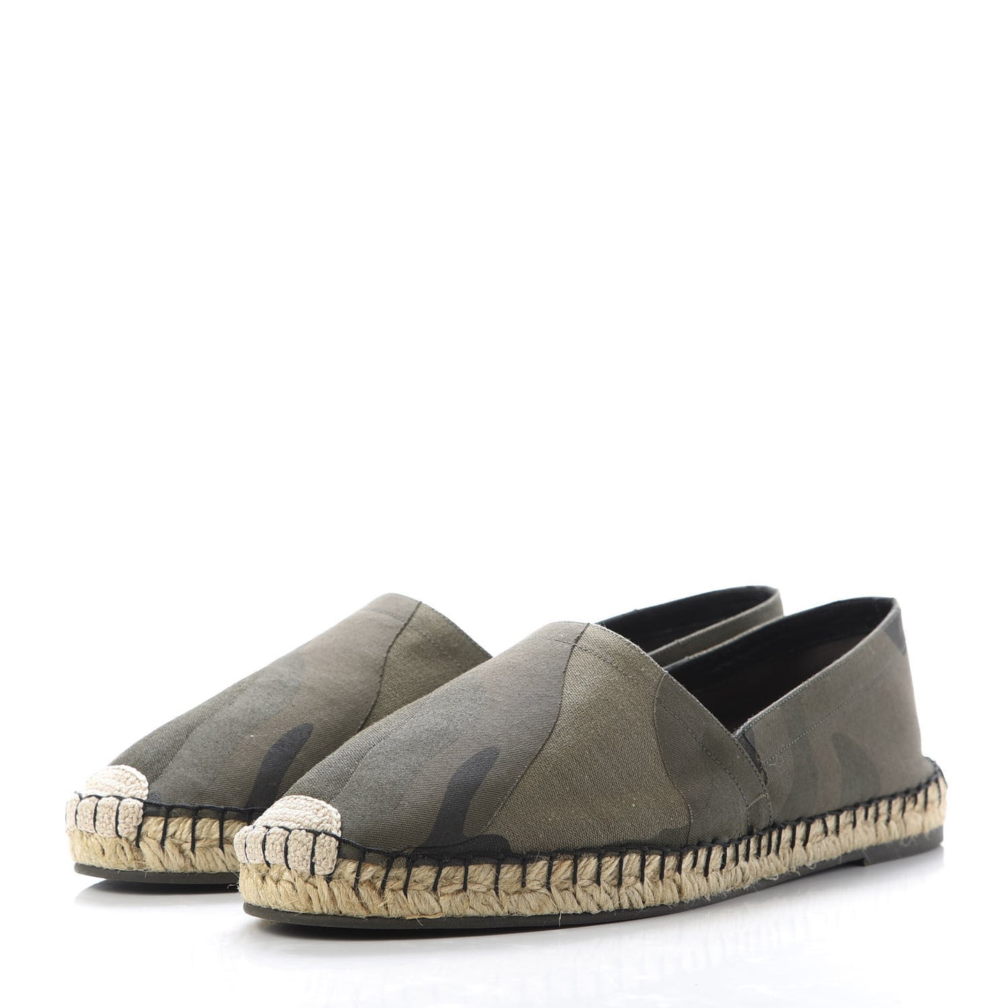 Canvas Camouflage Espadrille Flats 40 Army Green