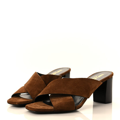 Saint Laurent Suede LouLou 70 Mule Sandals 37.5 Land 3 of 8